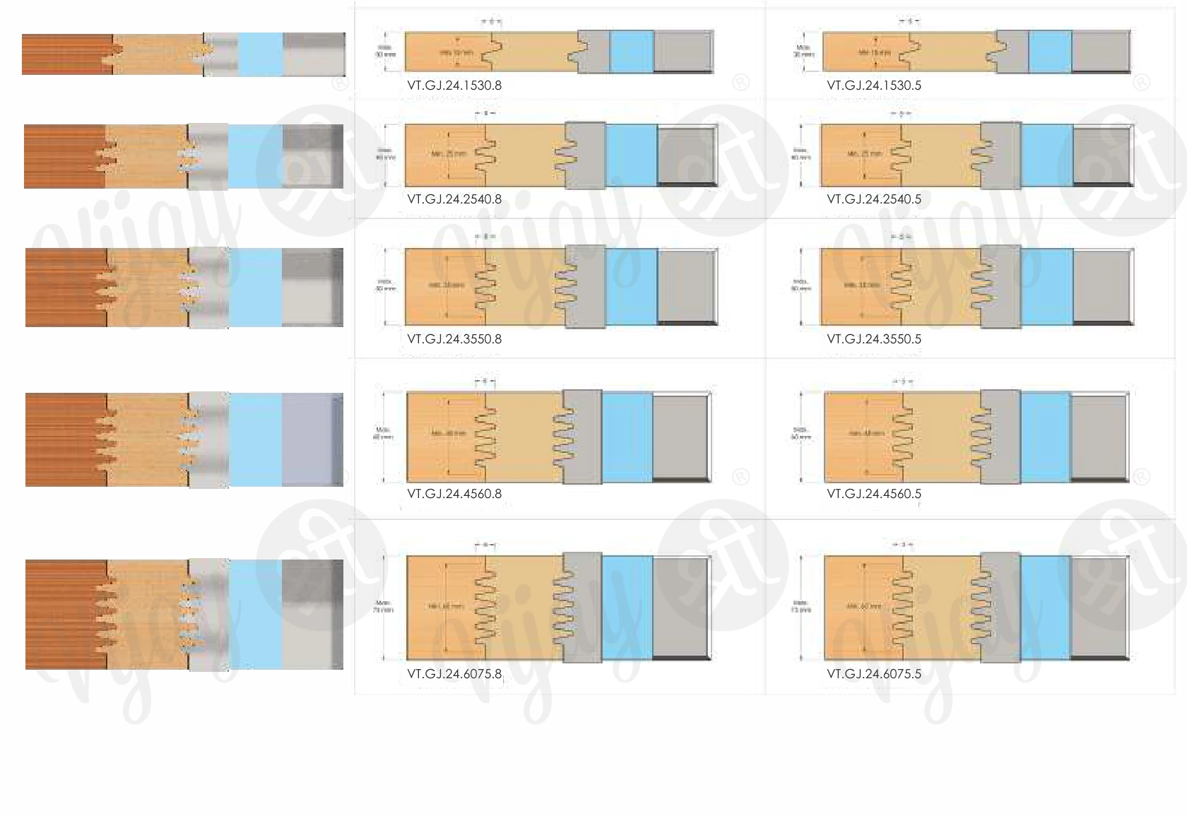 Glue Joint Cutter Head technical dimension drawing