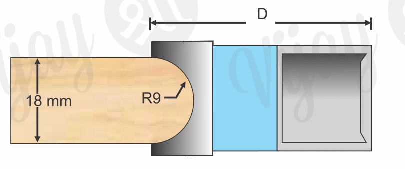 T.C.T Brazed Half Radius Cutter technical dimension drawing