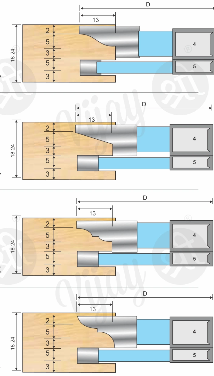 TCT Brazed Adjustable Counter Profile Cutter technical dimension drawing