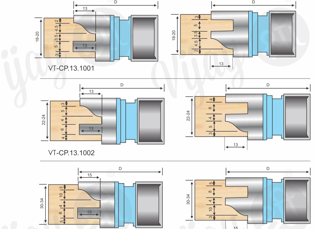 TCT Brazed Counter Profile Cutter 1001 technical dimension drawing